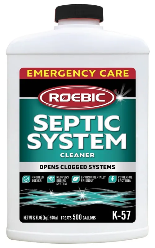 ROEBIC K-57 Septic System Cleaner, Liquid, Clear, 1 qt Package