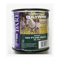 Dare 2343 Equine Polywire, Stainless Steel Conductor, White, 820 ft L