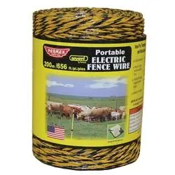 Parmak 121 Electric Fence Wire, 3 -Conductor, Aluminum Conductor, Yellow/Black, 656 ft L