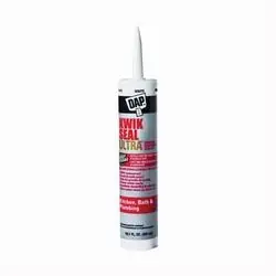 DAP KWIK SEAL ULTRA 18897 Siliconized Sealant, White, 0 to 150 deg F, 10.1 oz Package, Cartridge