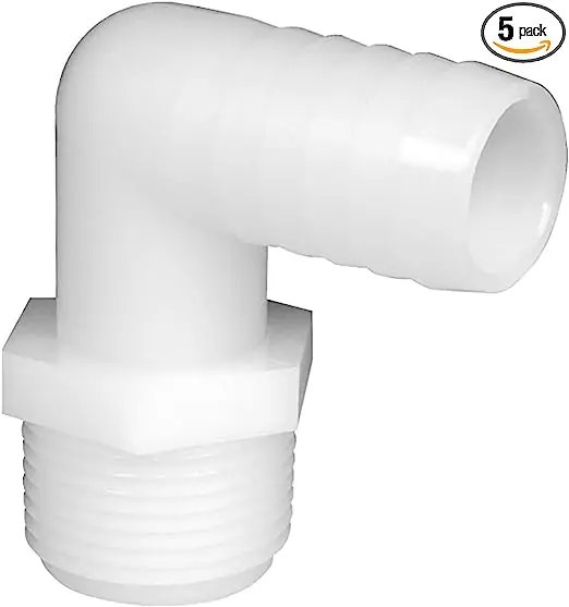 Anderson Metals EL1258 Elbow, 1/2 in MPT, 5/8 in Hub, White