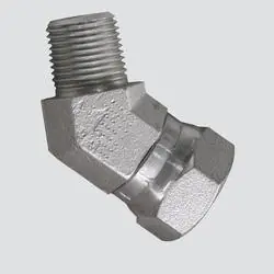 APACHE 39005550 Hydraulic Adapter, 45 deg Angle, 1/2 x 1/2 in, MPT x Female Swivel, Steel