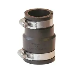 FERNCO P1056-150/125 Flexible Pipe Coupling, 1-1/2 x 1-1/4 in, PVC, Black, 4.3 psi Pressure