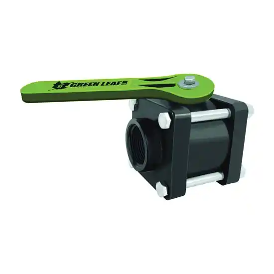 GREEN LEAF V125FP Ball Valve, 1-1/4 in Connection, FNPT, 150 psi Pressure, Lever Actuator, Plastic Body