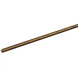 Steelworks 11507 Threaded Rod, 10-32 Thread, 1 ft L, Brass, Coarse Thread