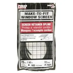 Make-2-Fit P 7521 Screen Retainer Spline, 25 ft L, Vinyl, Black, Round