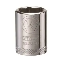 DeWALT DWMT86030OSP Hand Socket, 1/2 in Socket, 1/4 in Drive, 6 -Point, Vanadium Steel, Polished Chrome