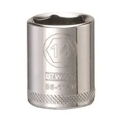 DeWALT DWMT86114OSP Hand Socket, 14 mm Socket, 1/4 in Drive, 6 -Point, Vanadium Steel, Polished Chrome