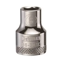 DeWALT DWMT86303OSP Hand Socket, 8 mm Socket, 3/8 in Drive, 6 -Point, Vanadium Steel, Polished Chrome