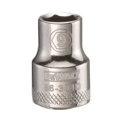DeWALT DWMT86304OSP Hand Socket, 9 mm Socket, 3/8 in Drive, 6 -Point, Vanadium Steel, Polished Chrome
