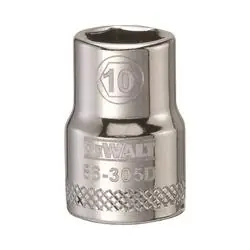 DeWALT DWMT86305OSP Hand Socket, 10 mm Socket, 3/8 in Drive, 6 -Point, Vanadium Steel, Polished Chrome