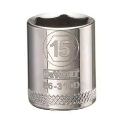 DeWALT DWMT86310OSP Hand Socket, 15 mm Socket, 3/8 in Drive, 6 -Point, Vanadium Steel, Polished Chrome