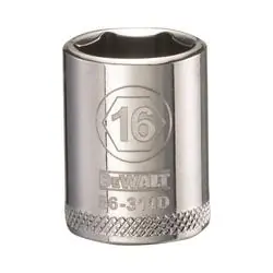 DeWALT DWMT86311OSP Hand Socket, 16 mm Socket, 3/8 in Drive, 6 -Point, Vanadium Steel, Polished Chrome