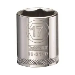 DeWALT DWMT86312OSP Hand Socket, 17 mm Socket, 3/8 in Drive, 6 -Point, Vanadium Steel, Polished Chrome