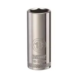 DeWALT DWMT86325OSP Drive Socket, 13 mm Socket, 3/8 in Drive, 6 -Point, Vanadium Steel, Polished Chrome