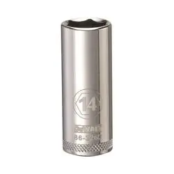 DeWALT DWMT86326OSP Drive Socket, 14 mm Socket, 3/8 in Drive, 6 -Point, Vanadium Steel, Polished Chrome