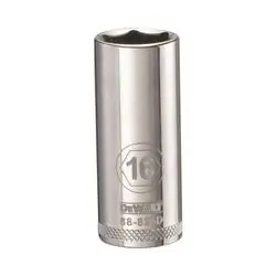 DeWALT DWMT88825OSP Drive Socket, 16 mm Socket, 3/8 in Drive, 6 -Point, Vanadium Steel, Polished Chrome
