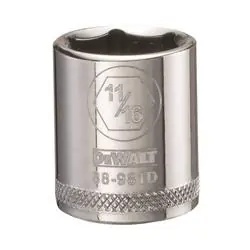 DeWALT DWMT88981OSP Hand Socket, 11/16 in Socket, 3/8 in Drive, 6 -Point, Vanadium Steel, Polished Chrome