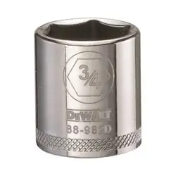 DeWALT DWMT88982OSP Hand Socket, 3/4 in Socket, 3/8 in Drive, 6 -Point, Vanadium Steel, Polished Chrome