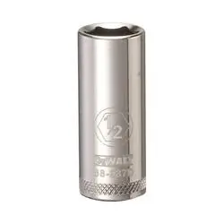 DeWALT DWMT88987OSP Drive Socket, 1/2 in Socket, 3/8 in Drive, 6 -Point, Vanadium Steel, Polished Chrome