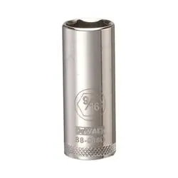 DeWALT DWMT88988OSP Drive Socket, 9/16 in Socket, 3/8 in Drive, 6 -Point, Vanadium Steel, Polished Chrome