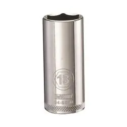 DeWALT DWMT94955OSP Drive Socket, 18 mm Socket, 3/8 in Drive, 6 -Point, Vanadium Steel, Polished Chrome