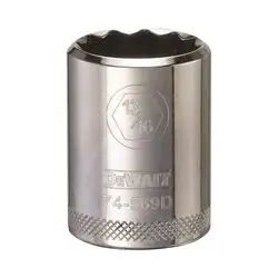 DeWALT DWMT74569OSP Drive Socket, 13/16 in Socket, 1/2 in Drive, 12 -Point, Vanadium Steel, Polished Chrome