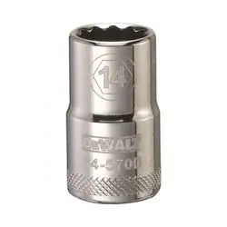 DeWALT DWMT74570OSP Drive Socket, 14 mm Socket, 1/2 in Drive, 12 -Point, Vanadium Steel, Polished Chrome