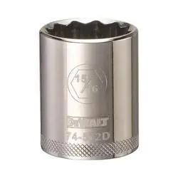 DeWALT DWMT74572OSP Drive Socket, 15/16 in Socket, 1/2 in Drive, 12 -Point, Steel, Polished Chrome Vanadium