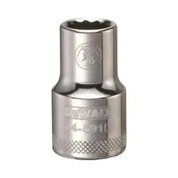 DeWALT DWMT74591OSP Drive Socket, 7/16 in Socket, 1/2 in Drive, 12 -Point, Steel, Polished Chrome Vanadium
