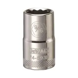 DeWALT DWMT74593OSP Drive Socket, 9/16 in Socket, 1/2 in Drive, 12 -Point, Steel, Polished Chrome Vanadium