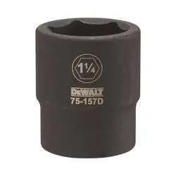 DeWALT DWMT75157OSP Impact Socket, 1-1/4 in Socket, 3/4 in Drive, 6 -Point, CR-440 Steel, Black Oxide