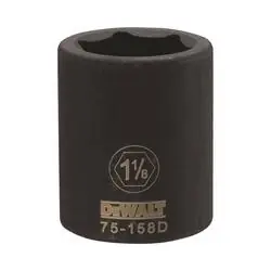 DeWALT DWMT75158OSP Impact Socket, 1-1/8 in Socket, 3/4 in Drive, 6 -Point, CR-440 Steel, Black Oxide
