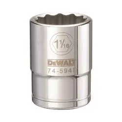 DeWALT DWMT74594OSP Drive Socket, 1-1/16 in Socket, 3/4 in Drive, 12 -Point, Vanadium Steel, Polished Chrome