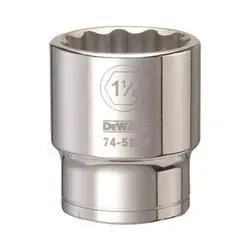 DeWALT DWMT74595OSP Drive Socket, 1-1/2 in Socket, 3/4 in Drive, 12 -Point, Vanadium Steel, Polished Chrome