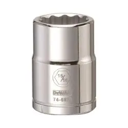 DeWALT DWMT74602OSP Drive Socket, 15/16 in Socket, 3/4 in Drive, 12 -Point, Vanadium Steel, Polished Chrome