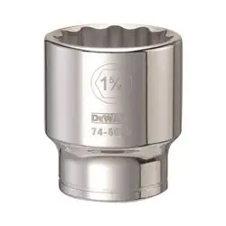 DeWALT DWMT74603OSP Drive Socket, 1-5/8 in Socket, 3/4 in Drive, 12 -Point, Vanadium Steel, Polished Chrome