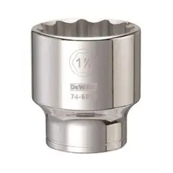 DeWALT DWMT74605OSP Drive Socket, 1-7/8 in Socket, 3/4 in Drive, 12 -Point, Vanadium Steel, Polished Chrome