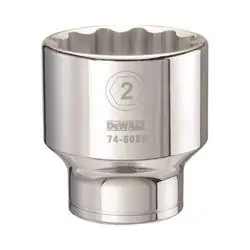 DeWALT DWMT74608OSP Drive Socket, 2 in Socket, 3/4 in Drive, 12 -Point, Vanadium Steel, Polished Chrome