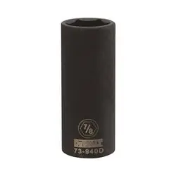 DeWALT DWMT73940OSP Impact Socket, 7/8 in Socket, 1/2 in Drive, 6 -Point, CR-440 Steel, Black Oxide