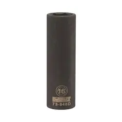 DeWALT DWMT73948OSP Impact Socket, 16 mm Socket, 1/2 in Drive, 6 -Point, CR-440 Steel, Black Oxide