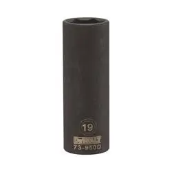 DeWALT DWMT73950OSP Impact Socket, 19 mm Socket, 1/2 in Drive, 6 -Point, CR-440 Steel, Black Oxide