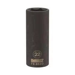 DeWALT DWMT73952OSP Impact Socket, 22 mm Socket, 1/2 in Drive, 6 -Point, CR-440 Steel, Black Oxide