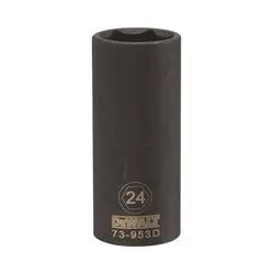 DeWALT DWMT73953OSP Impact Socket, 24 mm Socket, 1/2 in Drive, 6 -Point, CR-440 Steel, Black Oxide