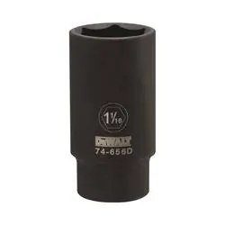 DeWALT DWMT74656OSP Impact Socket, 1-1/16 in Socket, 1/2 in Drive, 6 -Point, CR-440 Steel, Black Oxide