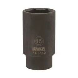 DeWALT DWMT74658OSP Impact Socket, 1-1/4 in Socket, 1/2 in Drive, 6 -Point, CR-440 Steel, Black Oxide
