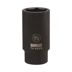 DeWALT DWMT74659OSP Impact Socket, 1-1/8 in Socket, 1/2 in Drive, 6 -Point, CR-440 Steel, Black Oxide
