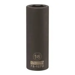 DeWALT DWMT75127OSP Deep Impact Socket, 18 mm Socket, 1/2 in Drive, 6 -Point, Vanadium Steel, Chrome