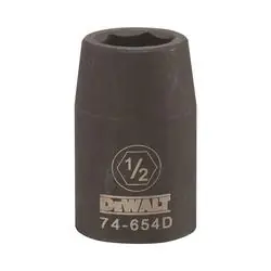 DeWALT DWMT74654OSP Impact Socket, 1/2 in Socket, 1/2 in Drive, 6 -Point, CR-440 Steel, Black Oxide
