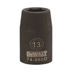 DeWALT DWMT74660OSP Impact Socket, 13 mm Socket, 1/2 in Drive, 6 -Point, CR-440 Steel, Black Oxide